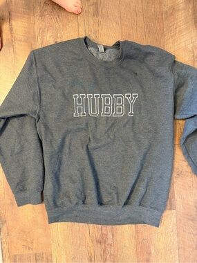 Hubby Graphic Crewneck Sweater - Charcoal Gray